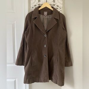 J.Jill Taupe Brown Corduroy Trenchcoat Neutral Preppy Classic Sz L